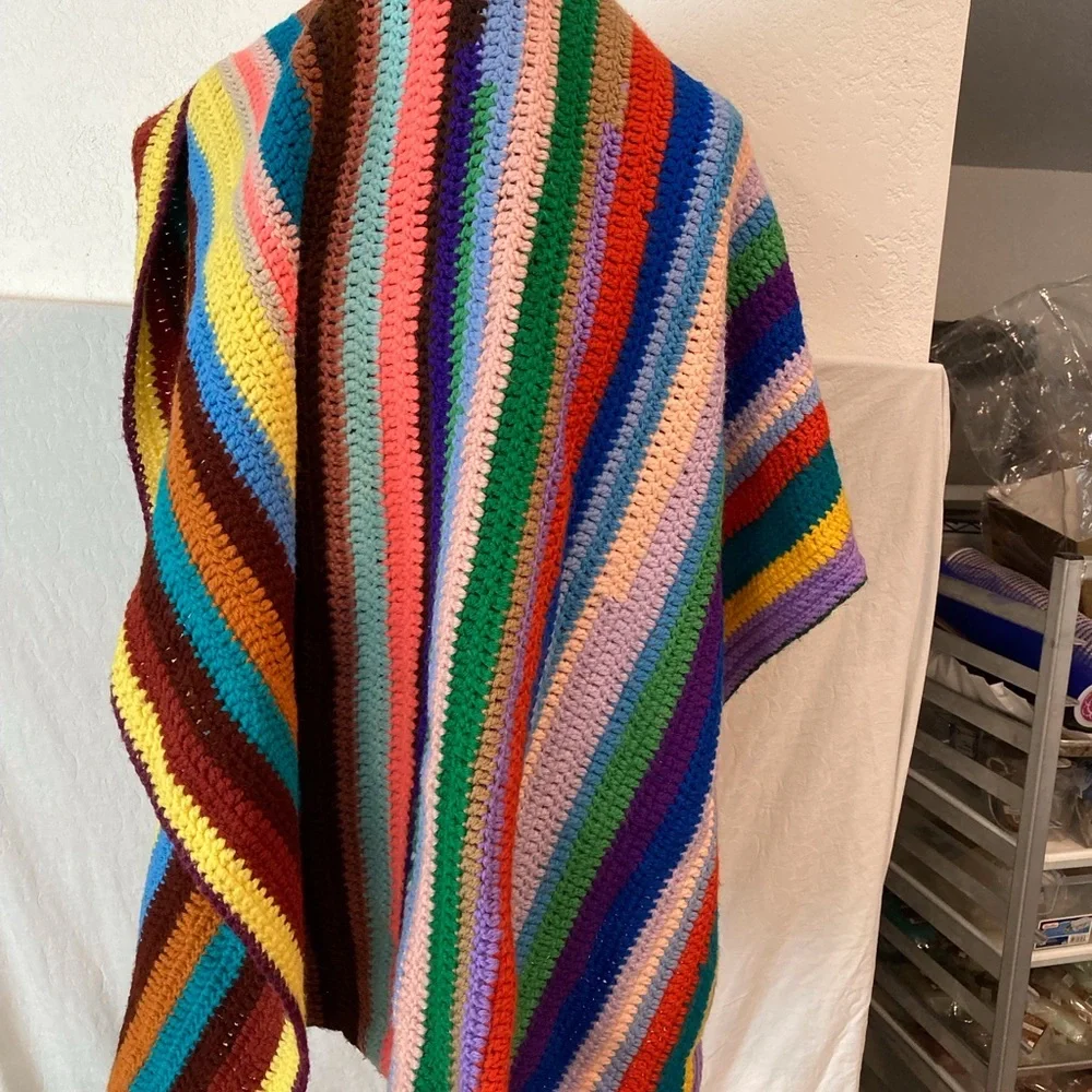 Tree Skirt Blanket Cottagecore Crochet Granny Afghan Multicolor Crochet Crib
